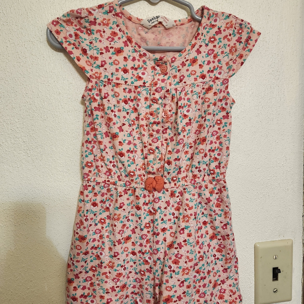 Floral Kids Romper - Pink and Red